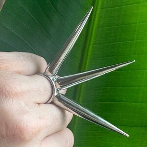 BADASS Silver 3-Spike Ring